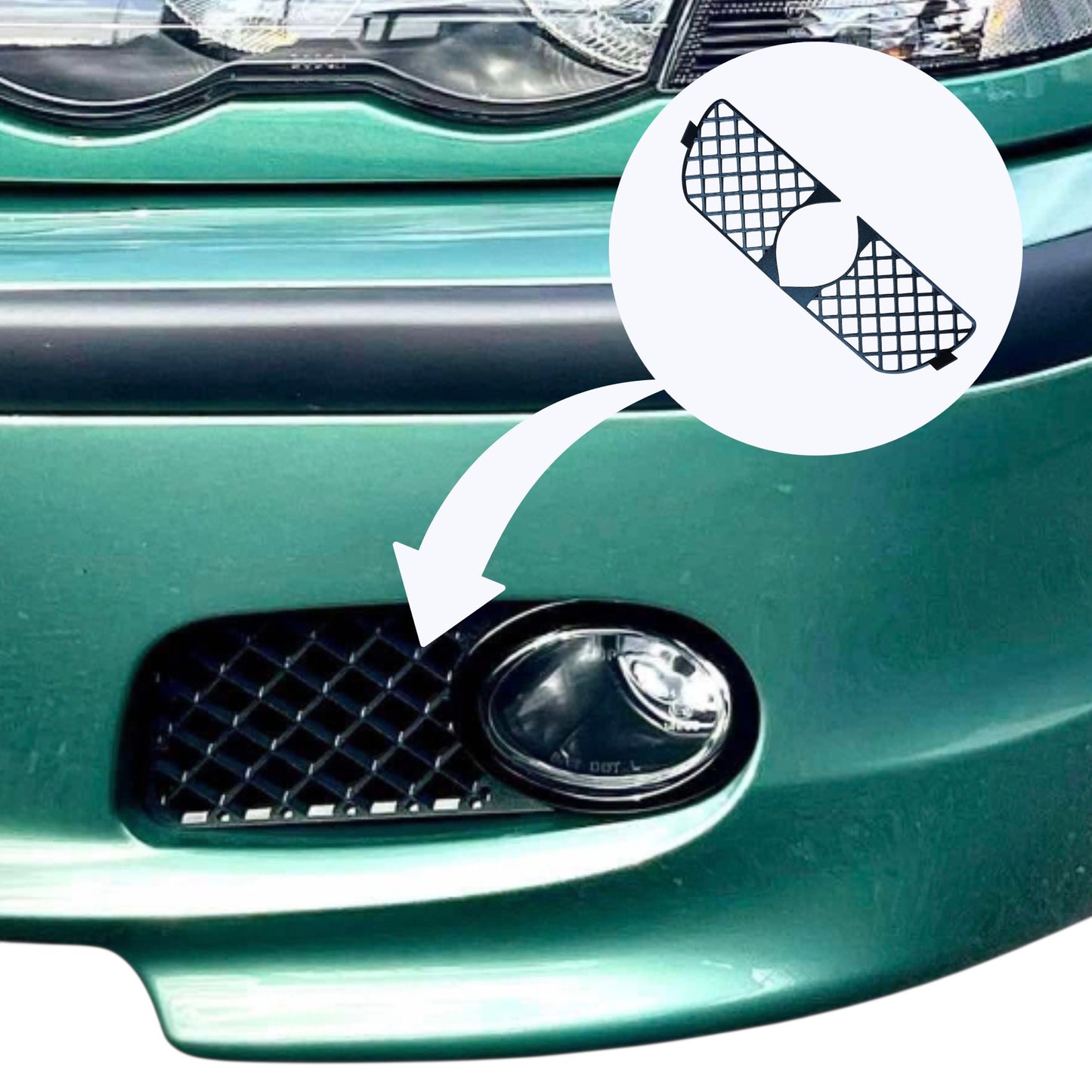 BMW E46 grelhas para farol de nevoeiro.