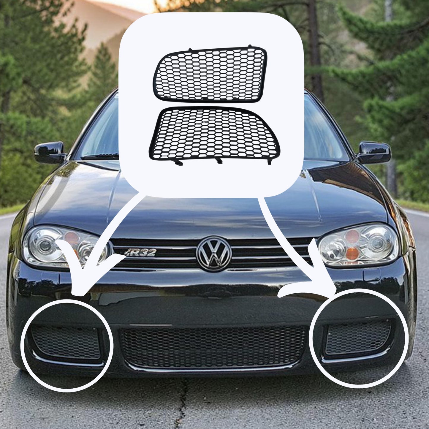 Volkswagen Golf 4 R32 grelhas frontais pequenas